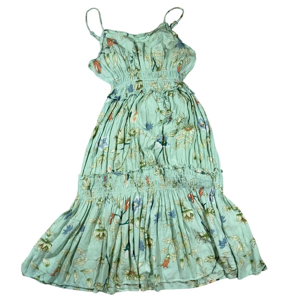 Angie Floral Midi Sundress Womens Large Mint Green Boho Cottagecore Fairycore